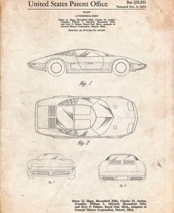 PP399-Vintage Parchment Chevrolet Aerovette Concept Car Patent Poster