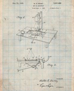 PP403-Antique Grid Parchment Disney Multi Plane Camera Patent Poster
