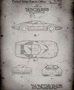 PP399-Faded Grey Chevrolet Aerovette Concept Car Patent Poster