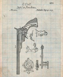 PP409-Antique Grid Parchment Colt Paterson Patent Poster