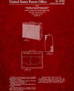 PP405-Burgundy Fender 1962 Pro Amp Patent Poster