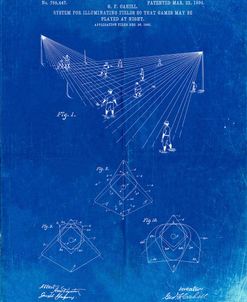 PP416-Faded Blueprint Baseball Field Lights Patent Poster