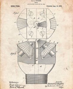 PP410-Vintage Parchment Howard Hughes Oil Drill Patent Poster