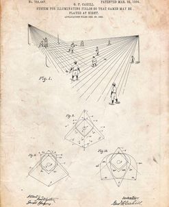 PP416-Vintage Parchment Baseball Field Lights Patent Poster