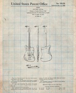 PP417-Antique Grid Parchment Fender Jazzmaster Guitar Patent Poster