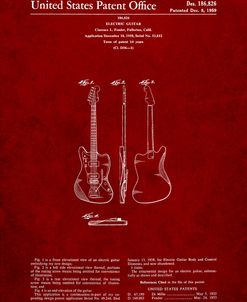 PP417-Burgundy Fender Jazzmaster Guitar Patent Poster