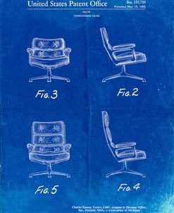 PP421-Faded Blueprint Eames Upholstered Chair Patent Poster
