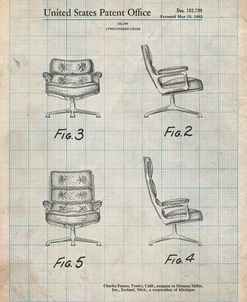 PP421-Antique Grid Parchment Eames Upholstered Chair Patent Poster