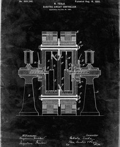 PP423-Black Grunge Tesla Electric Circuit Controller Poster