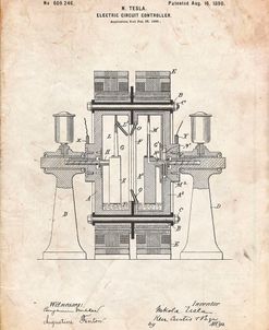 PP423-Vintage Parchment Tesla Electric Circuit Controller Poster