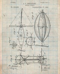 PP426-Antique Grid Parchment Aerial Vessel Patent Poster