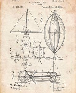 PP426-Vintage Parchment Aerial Vessel Patent Poster
