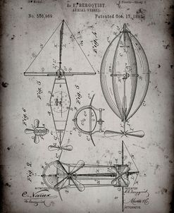 PP426-Faded Grey Aerial Vessel Patent Poster