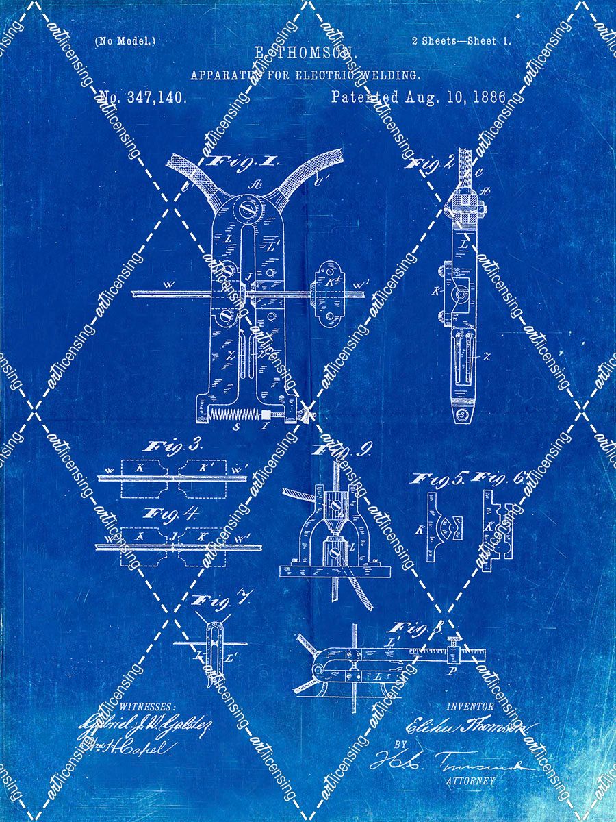 PP428-Faded Blueprint Electric Welding Machine 1886 Patent Poster