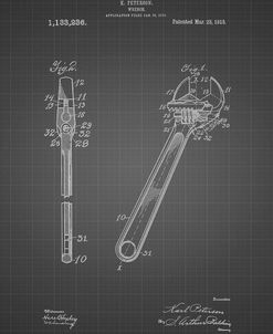 PP437-Black Grid Crecent Wrench 1915 Patent Poster
