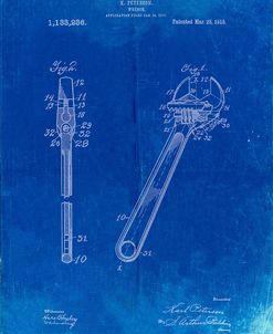 PP437-Faded Blueprint Crecent Wrench 1915 Patent Poster