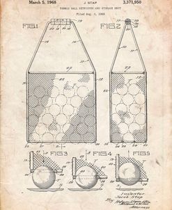 PP436-Vintage Parchment Tennis Hopper Patent Poster