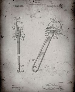 PP437-Faded Grey Crecent Wrench 1915 Patent Poster