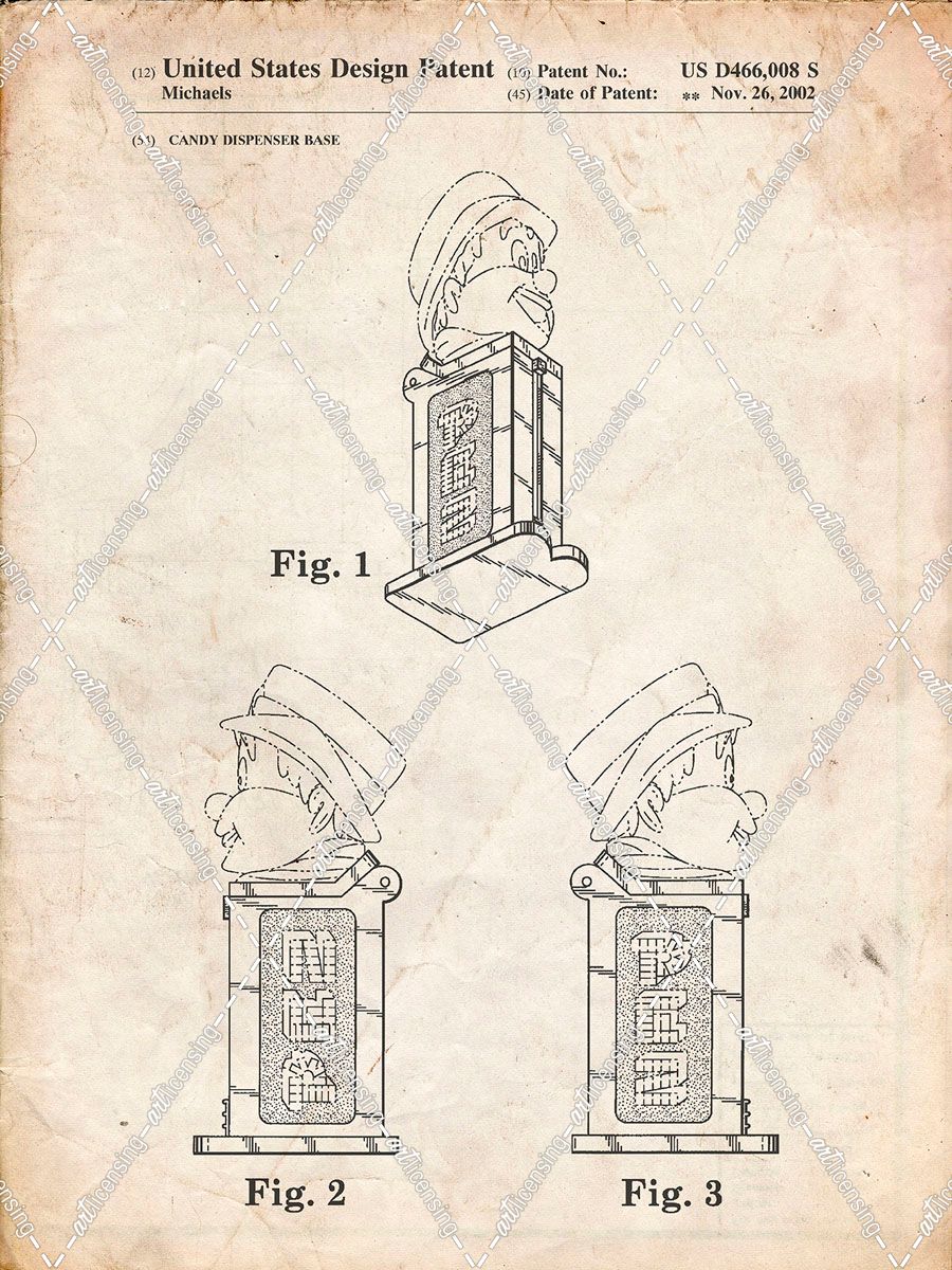 PP441-Vintage Parchment Pez Dispenser Patent Poster