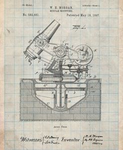 PP445-Antique Grid Parchment Military Mortar Launcher Patent Poster