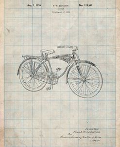 PP446-Antique Grid Parchment Schwinn 1939 BC117 Bicycle Patent Poster