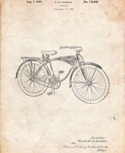 PP446-Vintage Parchment Schwinn 1939 BC117 Bicycle Patent Poster