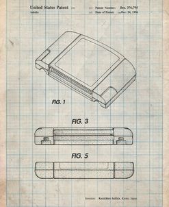 PP451-Antique Grid Parchment Nintendo 64 Game Cartridge Patent Poster