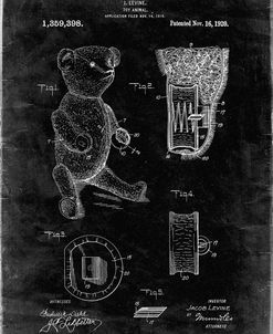 PP452-Black Grunge Whistle Teddy Bear 1919 Patent Poster