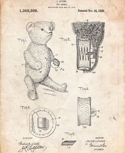 PP452-Vintage Parchment Whistle Teddy Bear 1919 Patent Poster