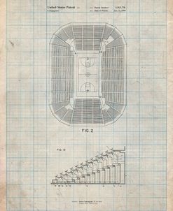 PP453-Antique Grid Parchment Retractable Arena Seating Patent Poster