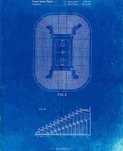 PP453-Faded Blueprint Retractable Arena Seating Patent Poster