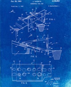PP454-Faded Blueprint Basketball Adjustable Goal 1962 Patent Poster