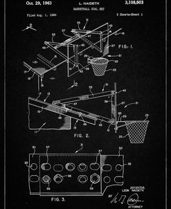 PP454-Vintage Black Basketball Adjustable Goal 1962 Patent Poster