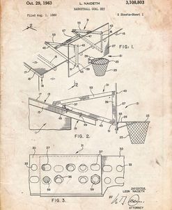 PP454-Vintage Parchment Basketball Adjustable Goal 1962 Patent Poster