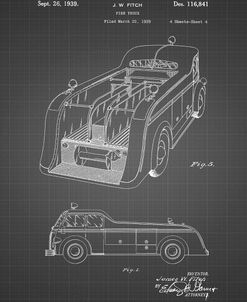 PP462-Black Grid Firetruck 1939 Two Image Patent Poster