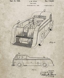 PP462-Sandstone Firetruck 1939 Two Image Patent Poster