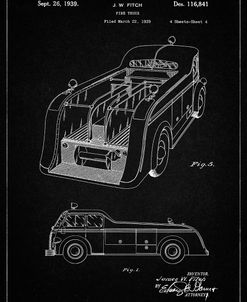 PP462-Vintage Black Firetruck 1939 Two Image Patent Poster