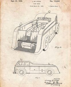 PP462-Vintage Parchment Firetruck 1939 Two Image Patent Poster