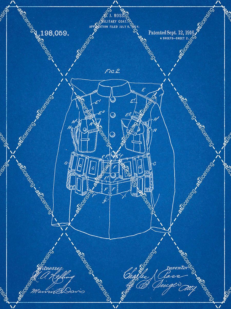 PP465-Blueprint World War 1 Military Coat Patent Poster