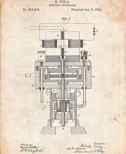 PP463-Vintage Parchment Tesla Electric Generator Poster