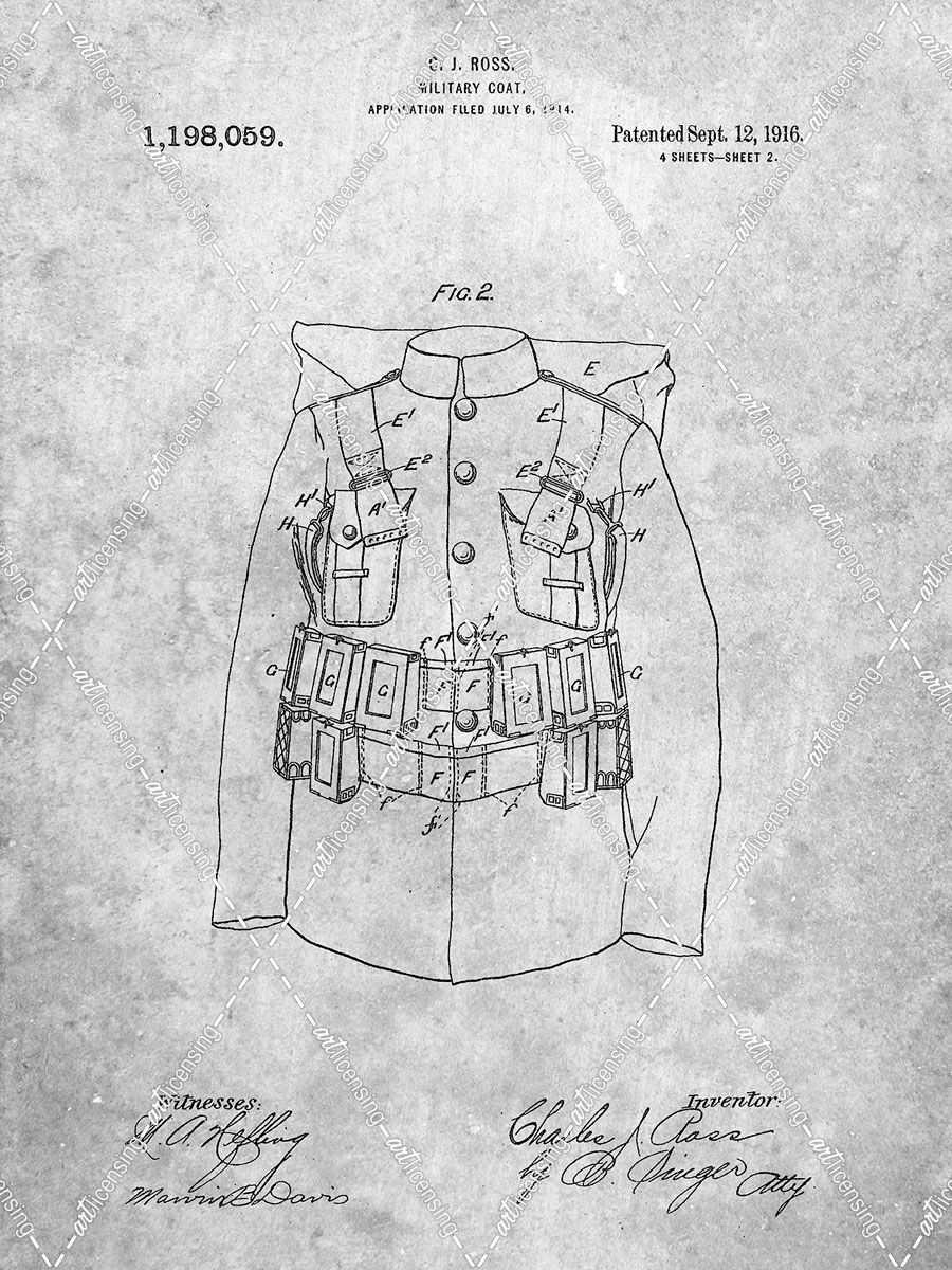 PP465-Slate World War 1 Military Coat Patent Poster