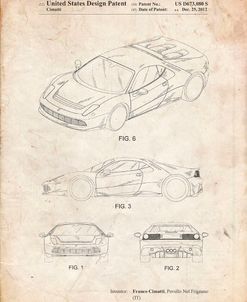 PP466-Vintage Parchment Ferrari 2012 SP12 Patent Poster