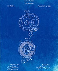PP468-Faded Blueprint Tape Measure 1868 Patent Poster
