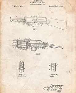 PP469-Vintage Parchment M1919 Browning Automic Rifle Patent Poster