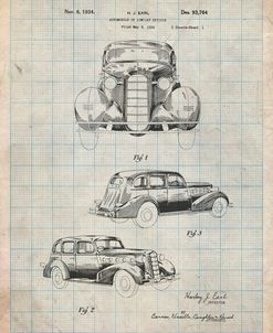 PP471-Antique Grid Parchment 1934 Buick Automobile Patent Poster
