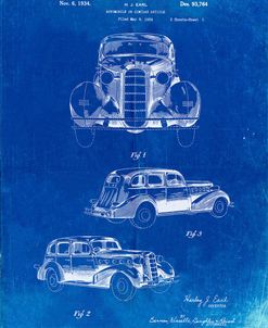 PP471-Faded Blueprint 1934 Buick Automobile Patent Poster
