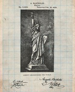 PP474-Antique Grid Parchment Statue Of Liberty Poster