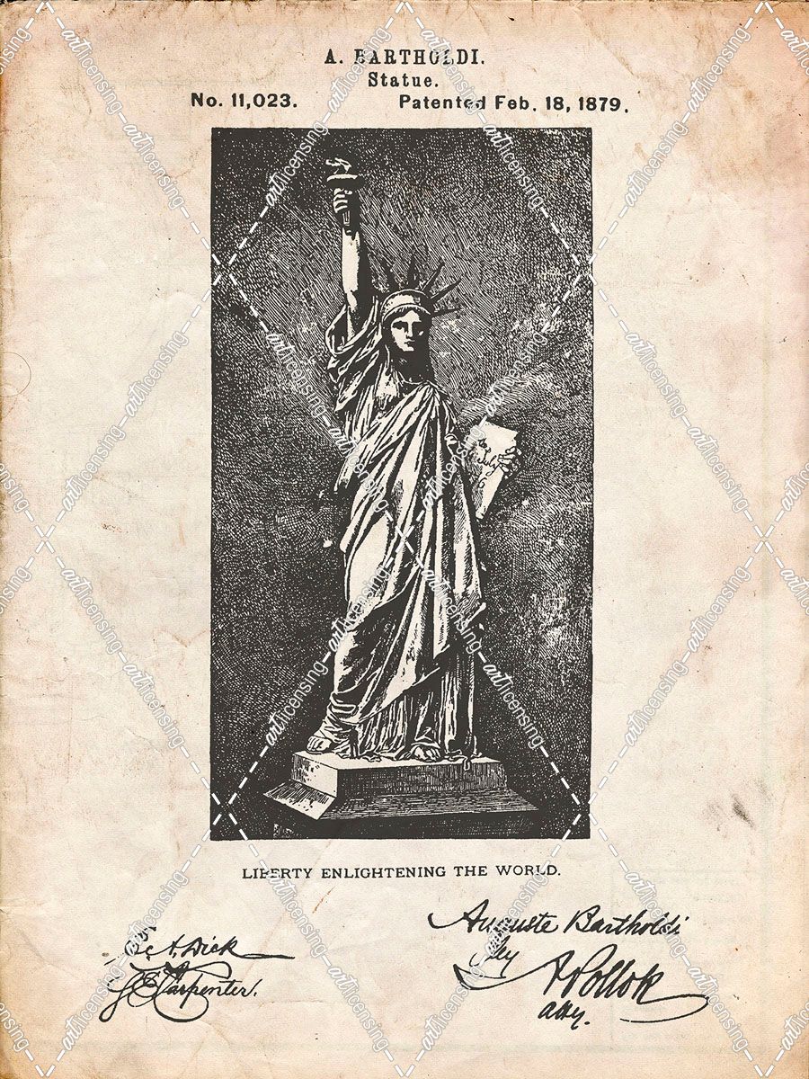 PP474-Vintage Parchment Statue Of Liberty Poster