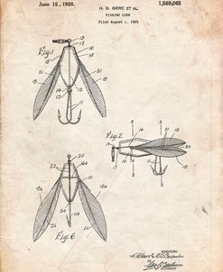 PP476-Vintage Parchment Surface Fishing Lure Patent Poster