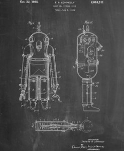 PP479-Chalkboard Deep Sea Diving Suit Patent Poster